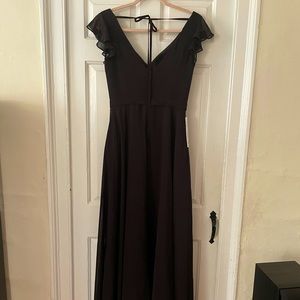 Black formal dress, tie back detail, zip up